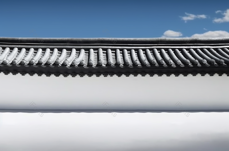 蓝天下古老的大白墙房屋建筑,高清,摄影图,摄影图片,图片大全,摄影图免费下载